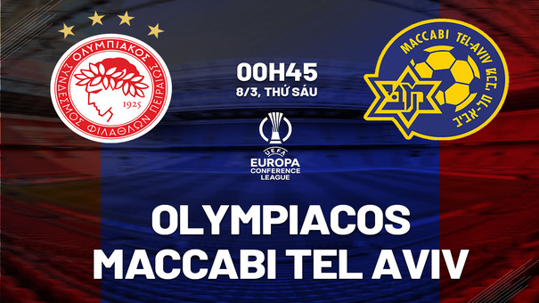 Olympiacos vs Maccabi Tel Aviv 0h45 ngày 8/3 (Conference League 2023/24) . Không thể trụ lại Europa League vì rơi vào bảng đấu có 2 đối thủ vượt trội: Freiburg (Đức) và West Ham (Anh), Olympiacos đành phải xuống thi đấu ở Conference League nhưng biết đâu đây lại là cơ hội để họ cải thiện thành tích tại sân chơi châu lục . Hãy đến GO88 cá cược bóng đá để biết thêm th ông tin nhé .