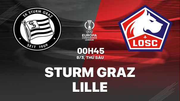 Sturm Graz vs Lille 0h45 ngày 8/3 (Conference League 2023/24) Cho đến giờ, Lille chưa từng lọt vào vòng tứ kết một cúp châu Âu nào và đội bóng Pháp đang đứng trước cơ hội lớn để viết lại lịch sử bởi vòng 1/8 Conference League sắp tới, họ chỉ phải chạm trán Sturm Graz đến từ Áo, đối thủ chắc chắn ít nhiều thua kém về đẳng cấp lẫn thực lực. Hãy đến GO88 cá cược bóng đá để biết thêm thông tin nhé .